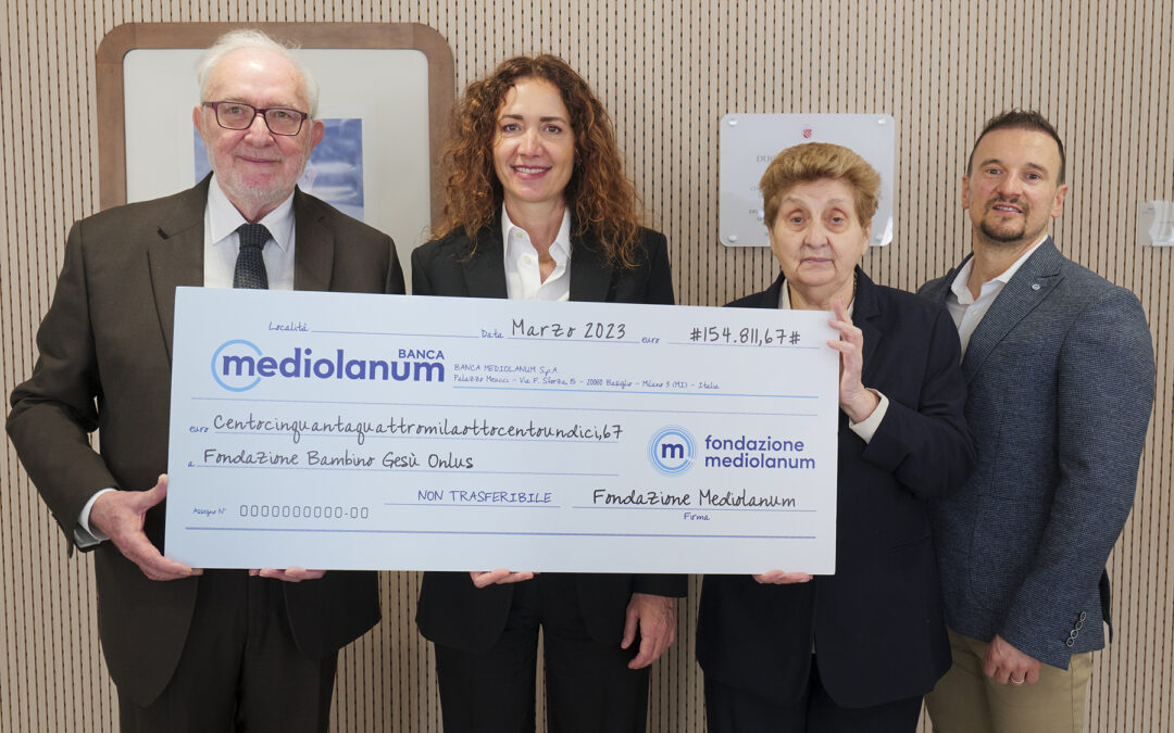 Da Banca e Fondazione Mediolanum 150mila euro al Bambin Gesù per le cure umanitarie